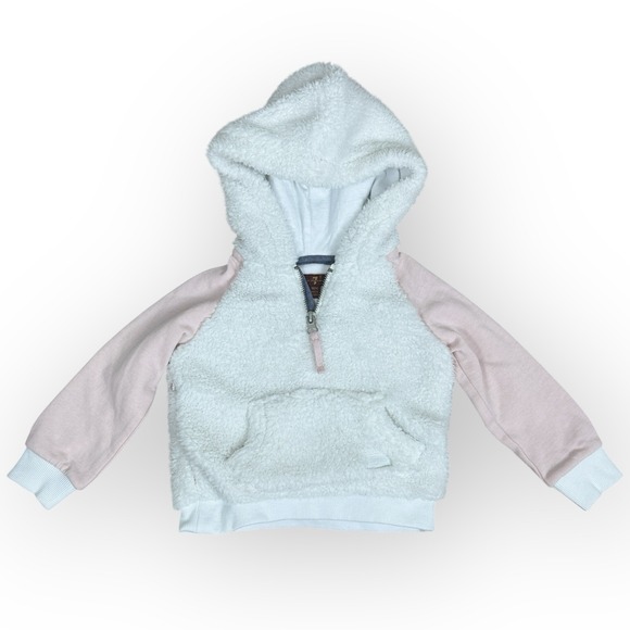 7 For All Mankind Baby Faux Shearling Jacket Girls 18 Month Hooded Zip Pockets - Picture 1 of 5